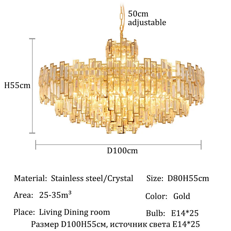 Afralia™ Crystal Pendant Chandelier: Elegant Lighting for Living & Dining Rooms
