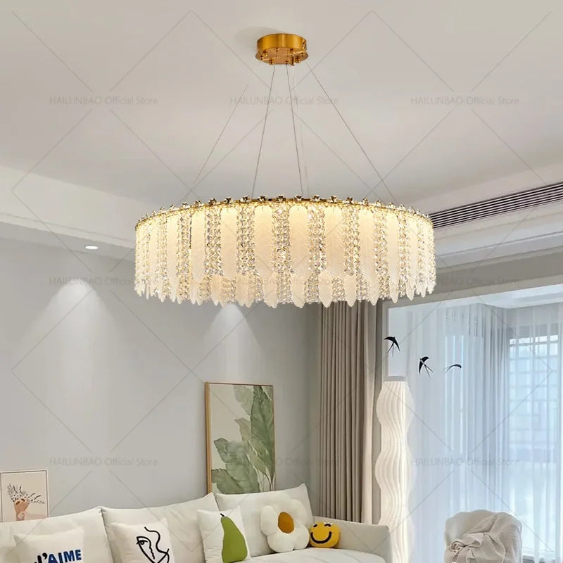 Afralia™ French Cream Wind Crystal Chandelier 2024 - Modern & Romantic Lighting for Living, Bedroom, Dining