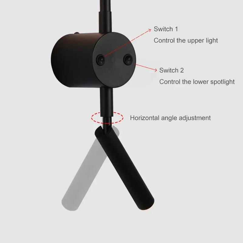 Afralia™ Black LED Wall Lamp for Bedroom Living Room Stairs Dining Hallways