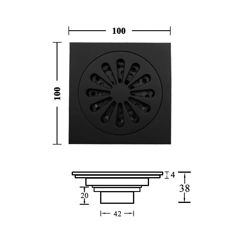 Afralia™ Brass Square Shower Floor Drain for Kitchen and Bathroom, Insect-proof and Odor-proof