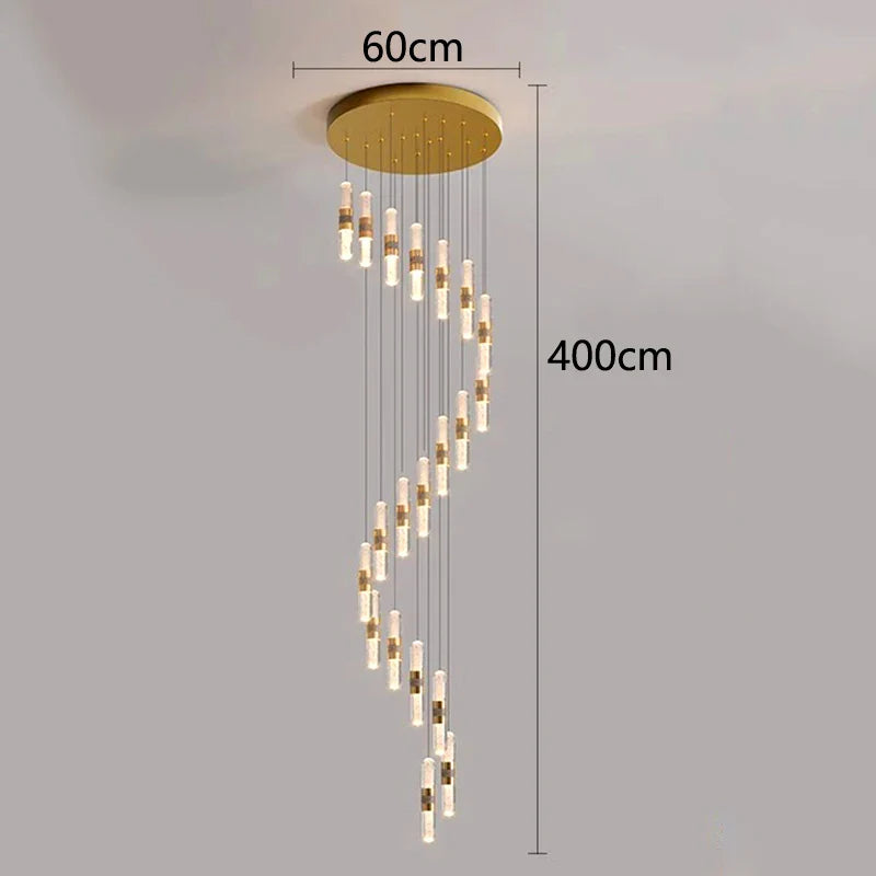 Afralia™ Crystal Chandelier Stair Pendant Lamp Living Room Pendant Lights Interior Lighting