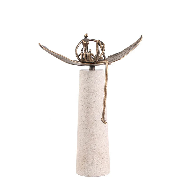 Afralia™ Golden Metal Abstract Figure Sculpture Home Decor CraftǀCreative Figurine Ornament