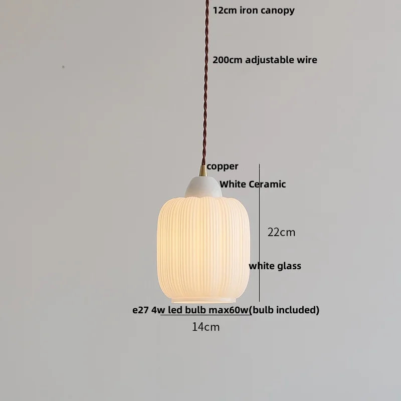 Afralia™ White Glass E27 LED Pendant Light Fixture Modern Adjustable Hanging Lamp