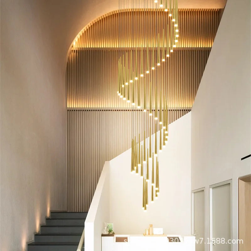 Afralia™ Conical Chandelier Stair Lamp Modern Simple Villa Restaurant Kitchen Bedroom Bar Lighting