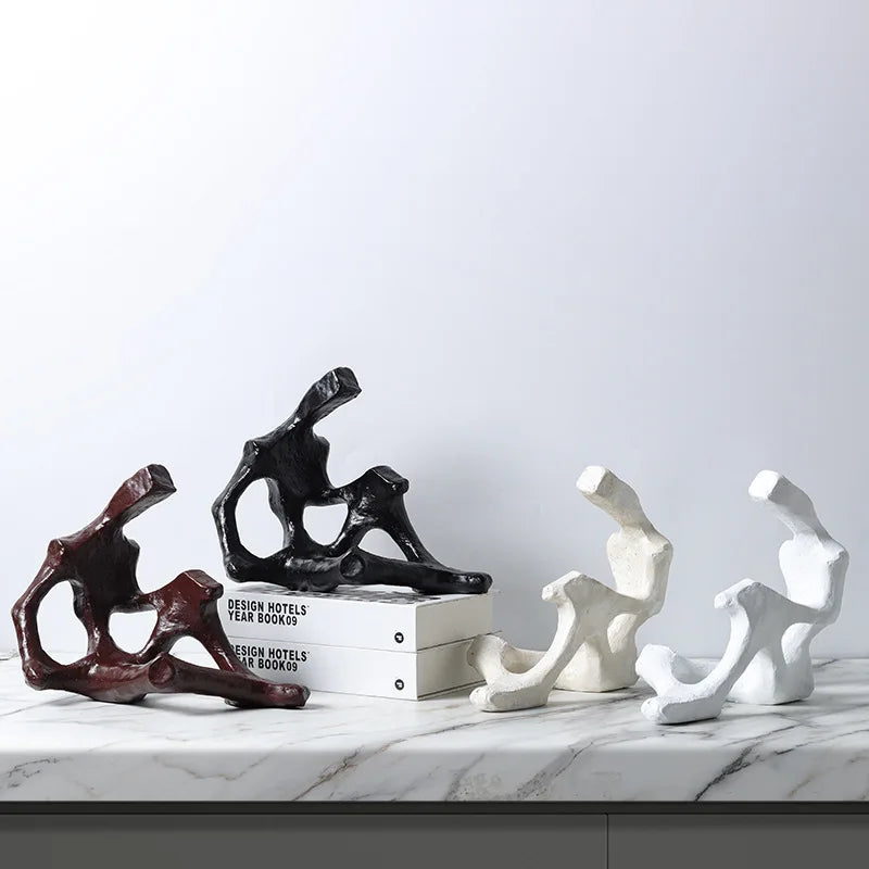 Afralia™ Abstract Skeleton Decor Figure Sculpture | Home Decoration Figurine