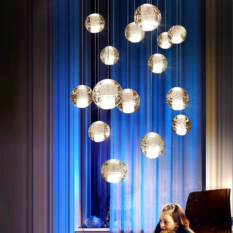 Afralia™ LED Crystal Chandelier: Elegant Staircase & Living Room Pendant Light