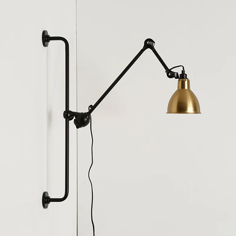 Afralia™ Retro Adjustable Wall Lamp with Rotatable Long Arm and Plug Switch