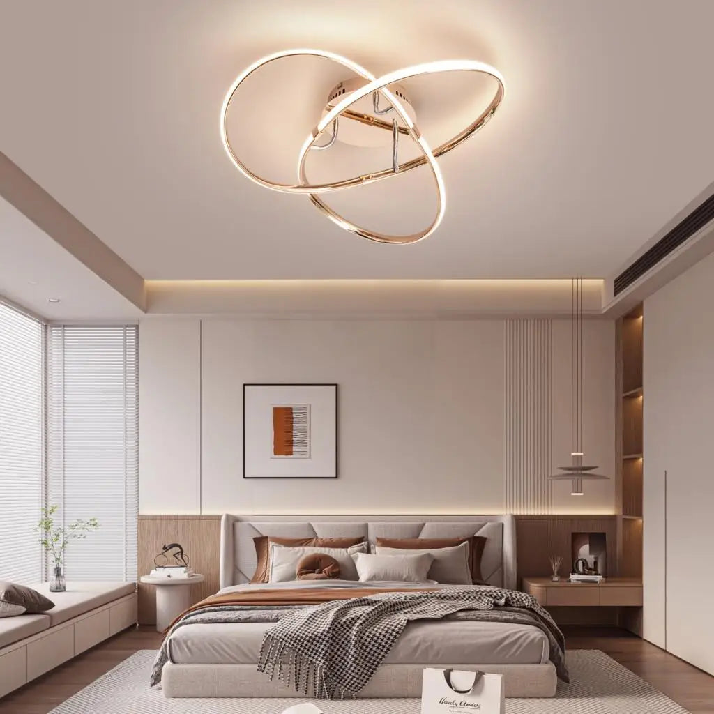 Afralia™ Modern Smart LED Ceiling Lights | Black/Chrome/Gold for Living Room, Bedroom, Study