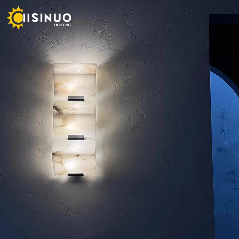Afralia™ Marble LED Wall Lamp for Modern Bedroom and Home Decor