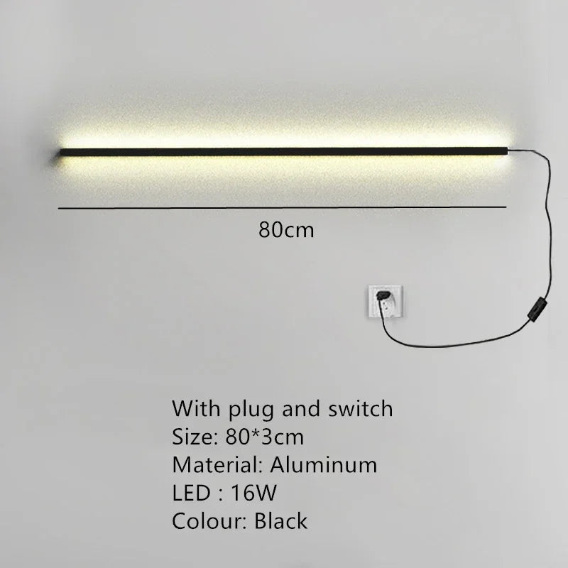 Afralia™ Modern Dimmable Long Wall Lamp for Bedroom and Living Room