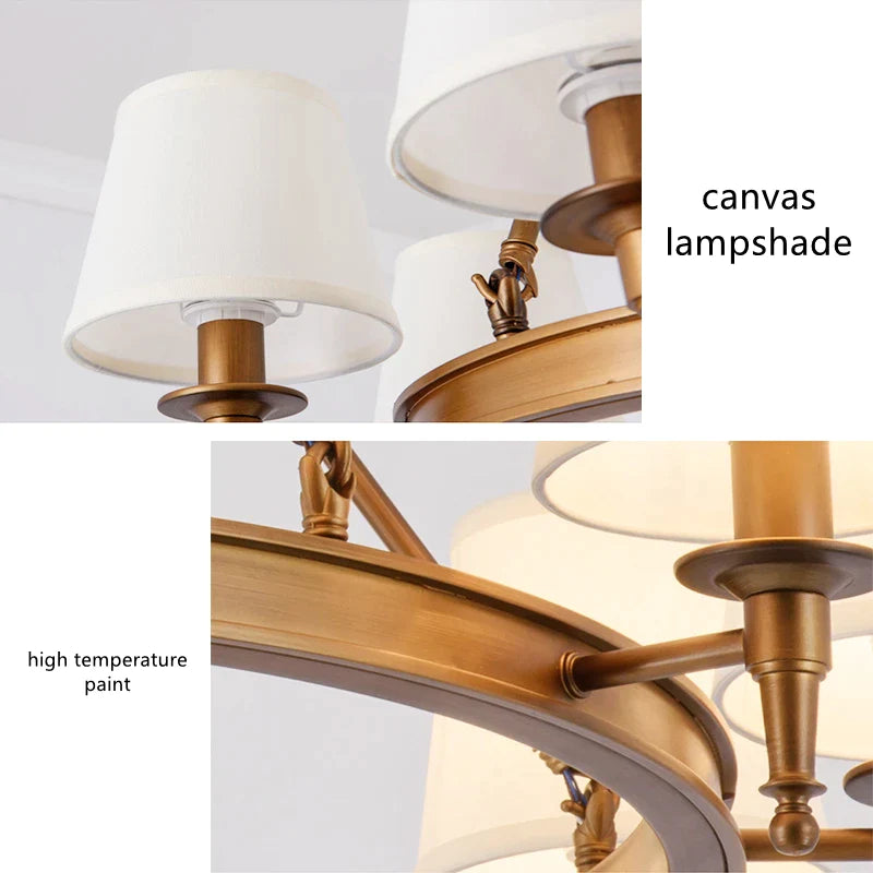 Afralia™ Fabric Lampshade Ceiling Chandelier for Bedroom Kitchen Living Room Lighting Fixtures