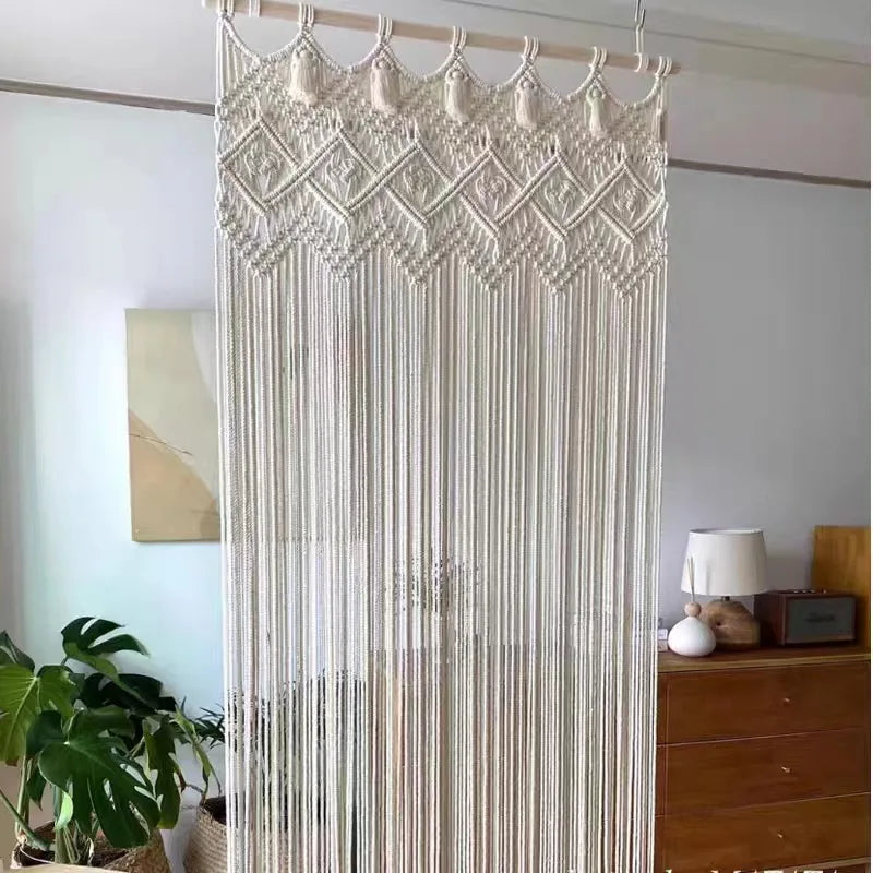 Cotton Macrame Door Curtain Tapestry by Afralia™ - Boho Wedding Backdrop & Wall Decor