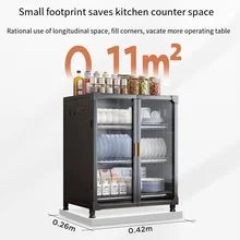 Afralia™ Kitchen Cupboard Storage Rack with Dustproof Cover Organizing Dish Box