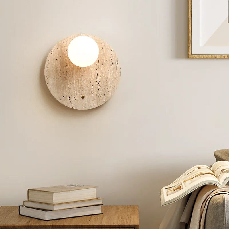 Afralia™ Natural Stone Round Wall Lamp for Interior Decor and Bedroom Sconce Lighting