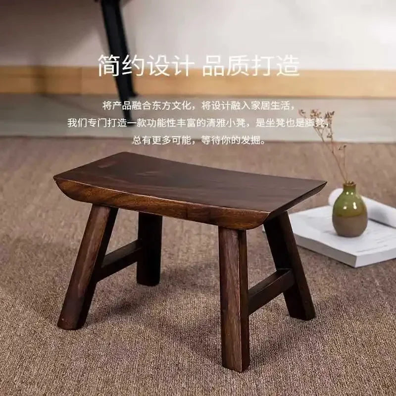 Wooden Walnut Square Stool by Afralia™: Rustic Real Wood Bench for Dining, Kids, or Home