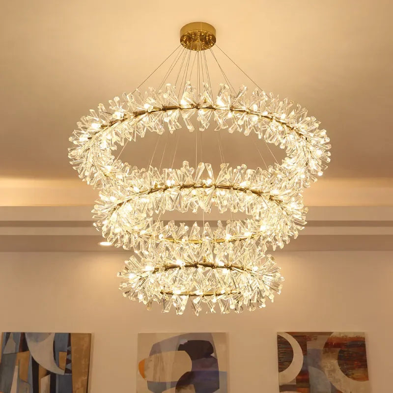 Afralia™ Nordic Crystal LED Ceiling Chandelier: Modern Mid Century Ring Pendant Lights