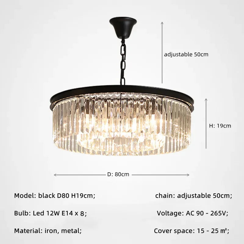 Afralia™ Gold Black Metal Crystal Pendant Lights Chain Hanging LED Suspension Lamp Fixtures