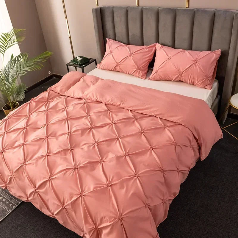 Afralia™ 3D Pinch Pleated Duvet Cover Set - Queen, King Size Bedding Set of Quilt Cover & Pillow Case