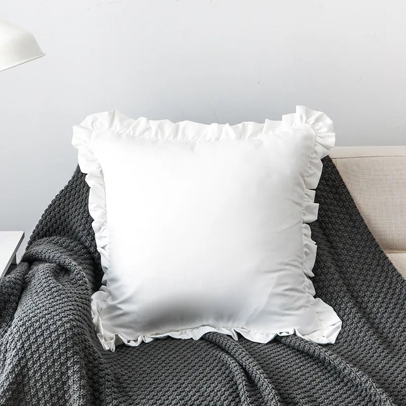 Afralia™ Solid Color Ruffle Pillowcase - Soft & Comfortable Sofa Cushion Cover