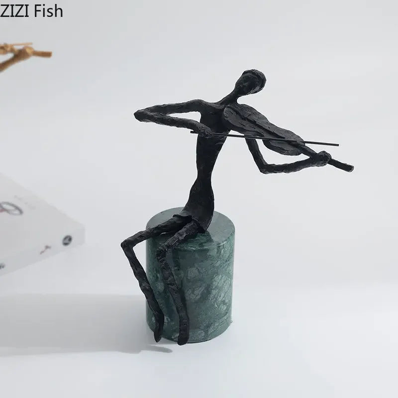Afralia™ Violinist Sculpture on Marble Base for Desk Ornaments and Room Decor