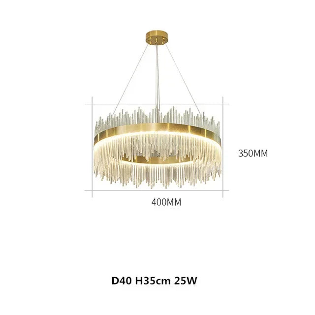 Afralia™ Gold LED Circle Crystal Chandelier: Elegant Home Pendant Lighting for Living Room, Bedroom, Kitchen