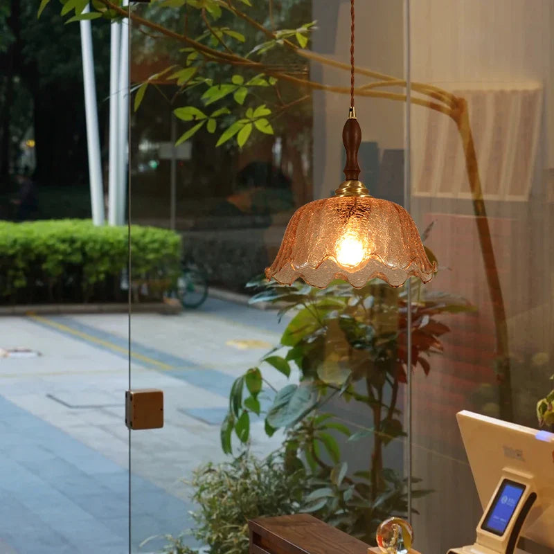 Afralia™ Nordic Glass Copper Pendant Light - LED Hanging Fixture for Bar, Loft, Bedroom, Kitchen