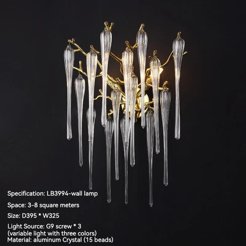 Afralia™ Luxury Gold Wall Sconce Crystal Decor LED Wall Light