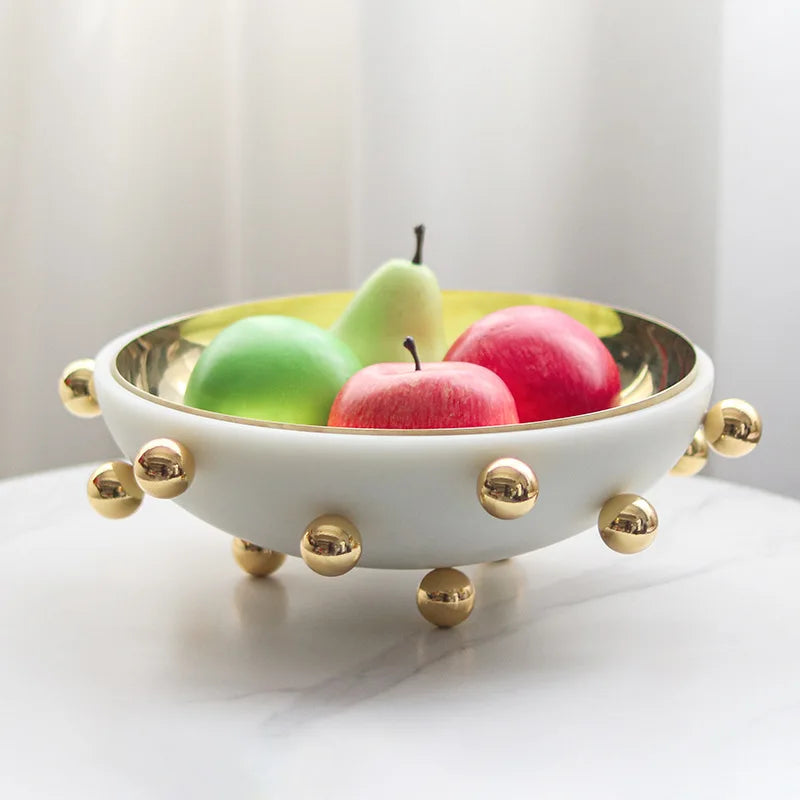 Afralia™ Geometric Sphere Fruit Bowl Round Tray Home Decoration Storage Container