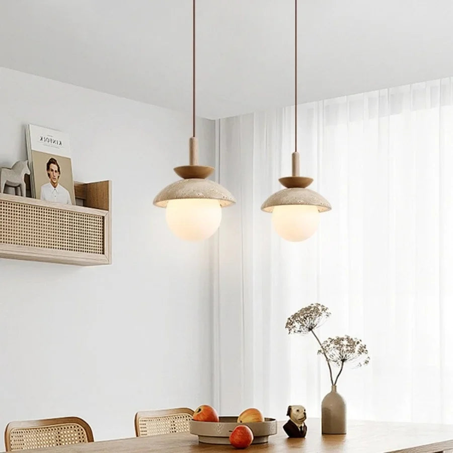 Afralia™ Yellow Travertine Stone LED Pendant Lamp - Nordic Modern Design