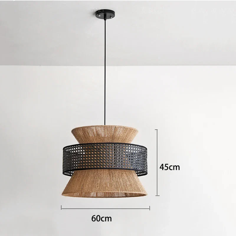 Afralia™ Vintage Style Handmade Hemp Rope Pendant Light for Dining Room Hotel Tables