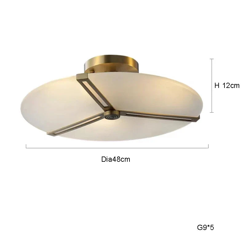 Afralia™ Marble Ceiling Light Brass Finish Bedroom Decor Led Ceiling Lamp