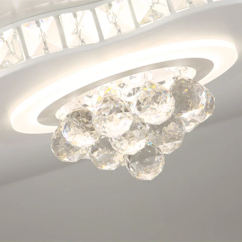 Afralia™ Modern Round LED Crystal Pendant Ceiling Lamp for Home Lighting