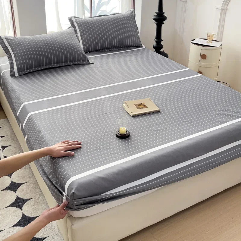 Afralia™ Patterned Grid Fitted Sheet Set for Single Double Mattress