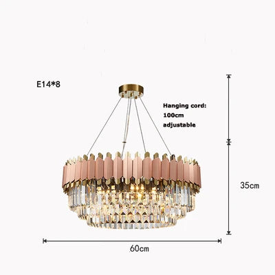 Afralia™ Art Deco Golden Crystal Chandelier LED Hanging Lamp