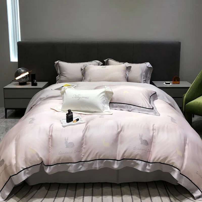 Afralia™ Eucalyptus Lyocell Flowers Duvet Set with Sheet & Pillowcases