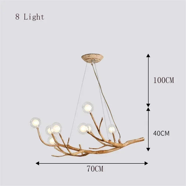 Afralia™ Tree Branch Retro LED Chandelier: Vintage Brown Art Pendant Light for Living Bedroom