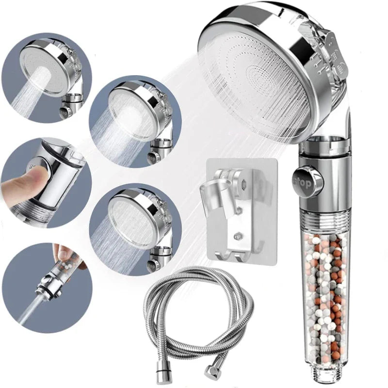 Afralia™ High Pressure Shower Head Set with Metal Panel and Negative Ion Filter