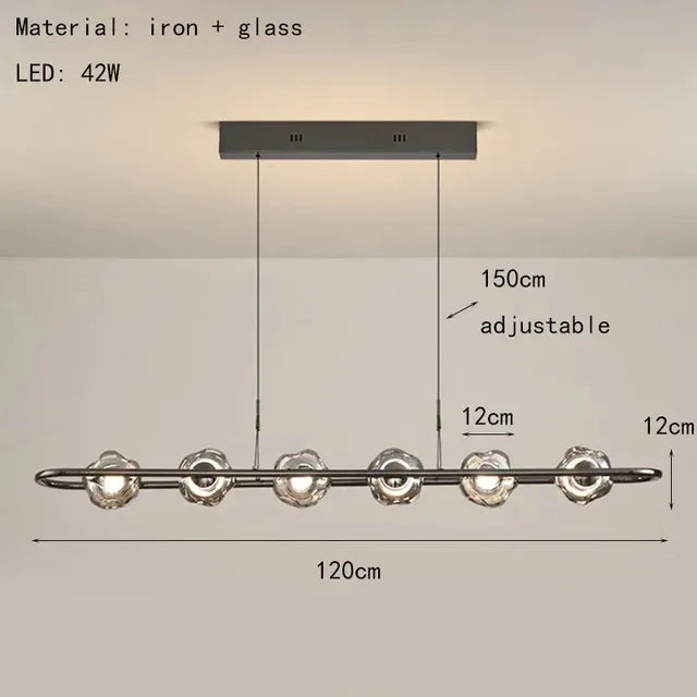 Afralia™ Glass LED Chandelier Pendant Light for Home Bedroom Foyer Lighting
