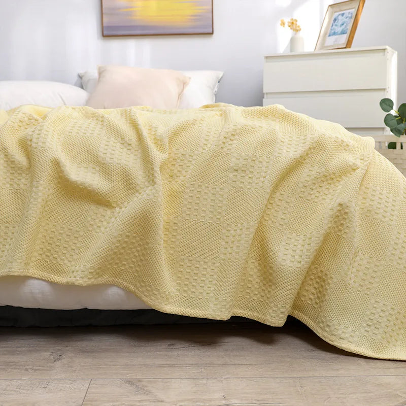 Afralia™ Honeycomb Waffle Cotton Blankets - Ideal for Beds, Sofas, Travel, and Picnics