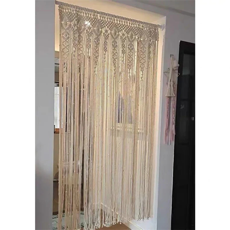 Afralia™ Macrame Cotton Door Curtain Wall Hanging Tapestry Boho Wedding Backdrop