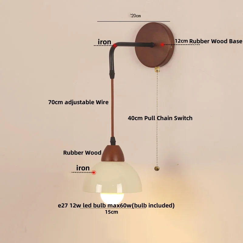 Afralia™ Adjustable LED Wall Light Fixture with Ceramic Wood Base for Home Decor