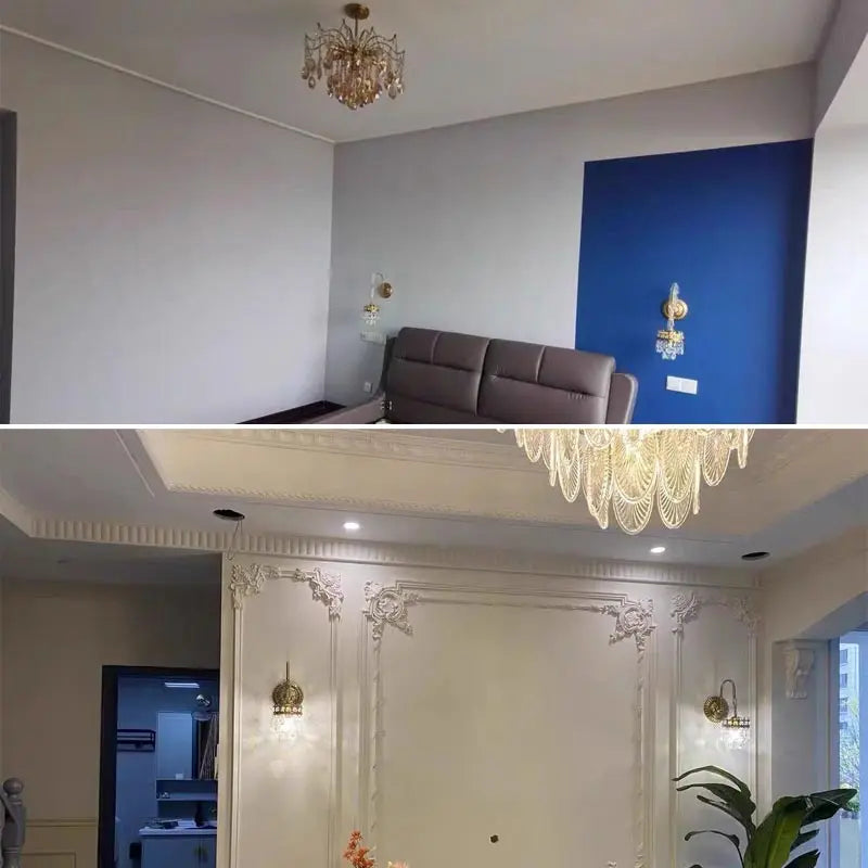 Afralia™ Copper Crystal Chandelier: Modern Nordic LED Lighting for Home Decor