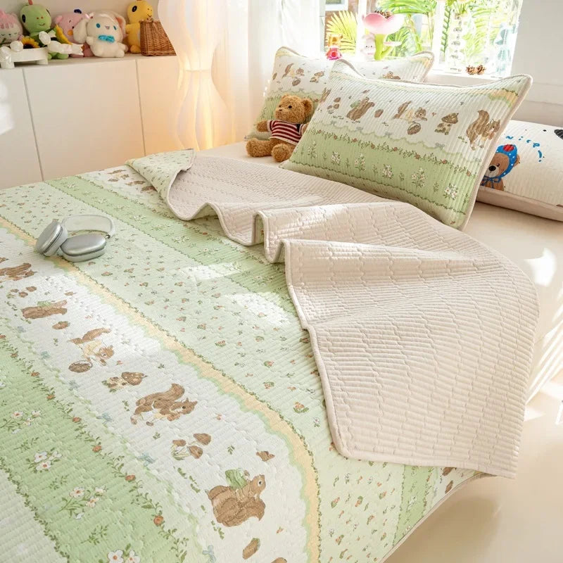 Afralia™ Cartoon Pattern Cotton Single Mattress Mat: Summer Comfort & Non-Slip Performance