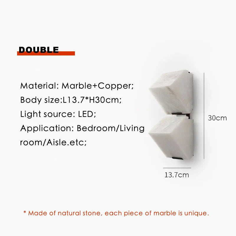 Afralia™ Marble Copper Wall Lamp: Modern Stone LED Sconce for Bedroom Living Room