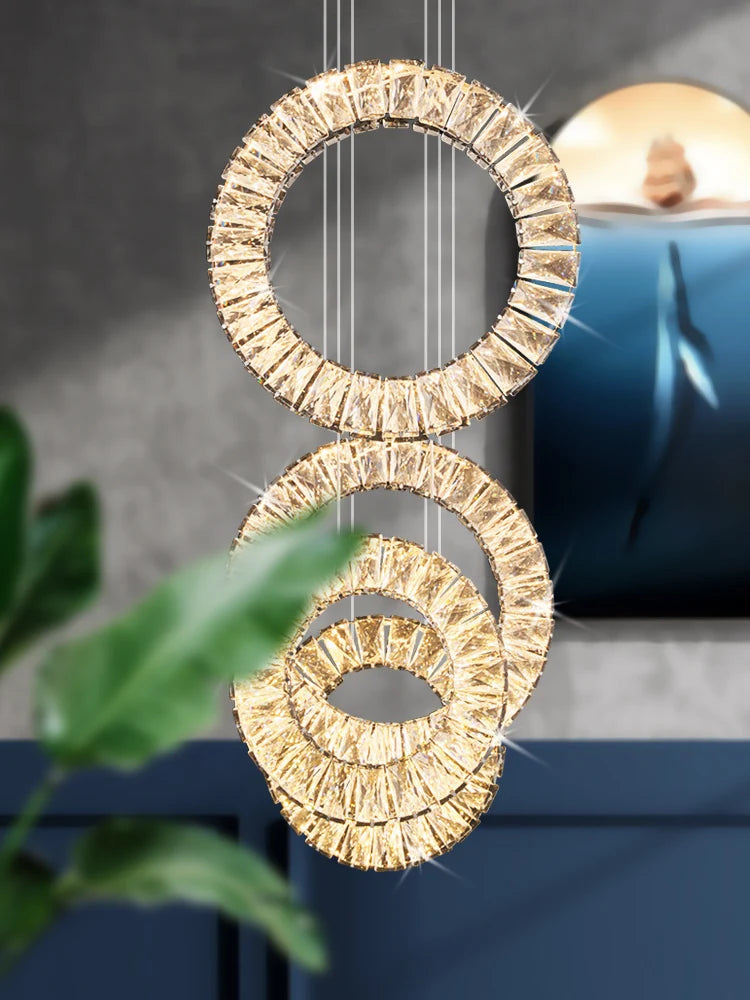 Afralia™ Luxury Nordic Crystal Pendant Light for Modern Living Room Indoor Lighting