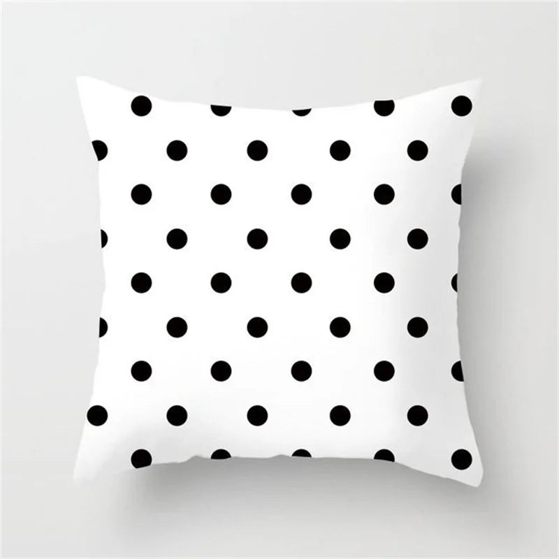 Afralia™ Heart Stripe Pillow Cases | Black & White Polyester Cushion Covers
