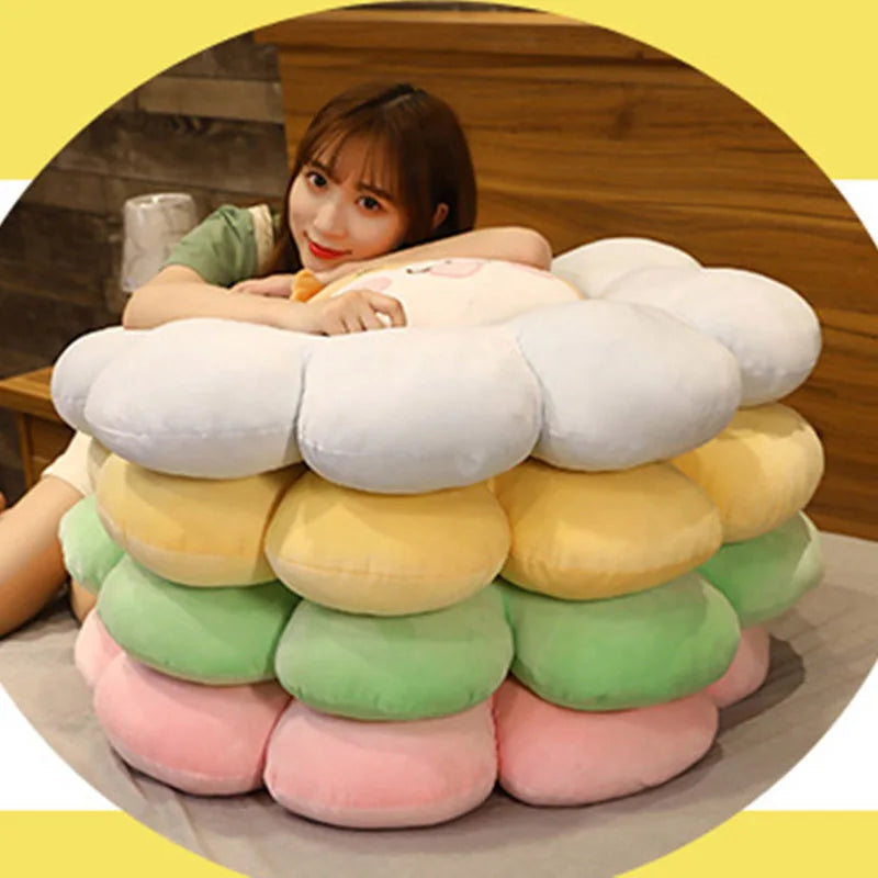 Afralia™ Sun Flower Plush Chair Cushion - Soft Cartoon Throw Pillow