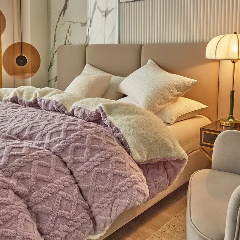 Afralia™ Cozy Cashmere Blanket Duvet Cover - Soft Warm Fleece Quilt Cover for Beds
