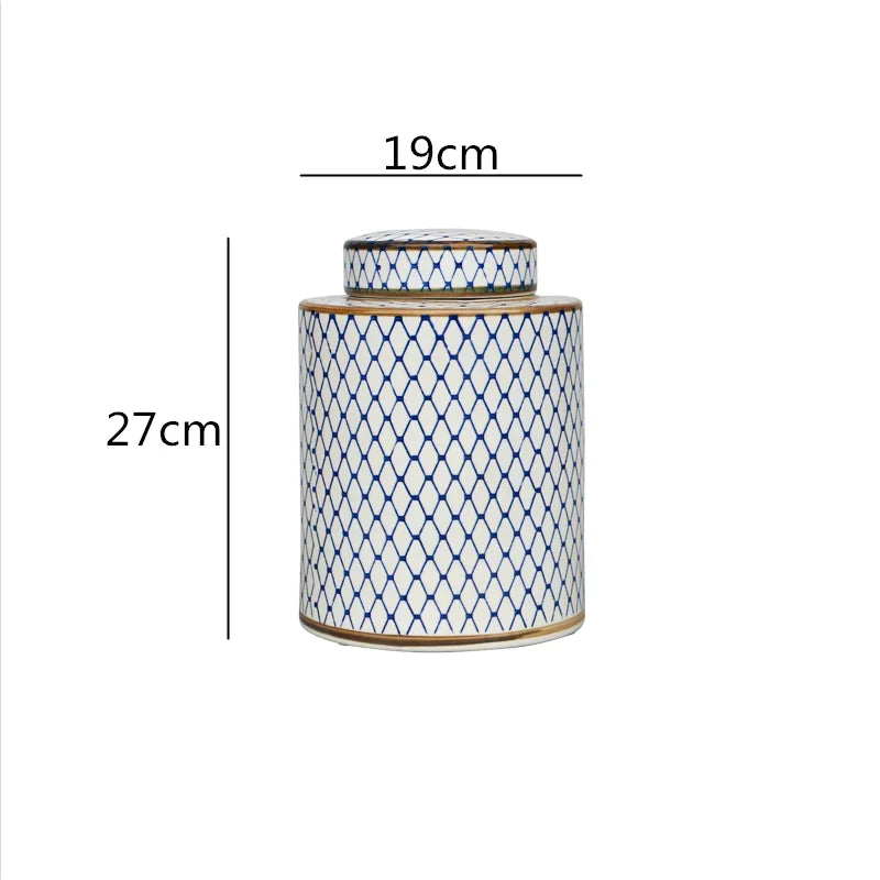 Afralia™ Chinese Retro Ceramics Golden Vase with Cover for Home Décor and Organization