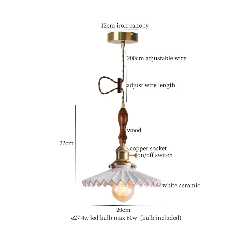 Afralia™ Ceramic LED Pendant Lights for Kitchen Living Room Cafe Bar - Vintage Hanging Lamp